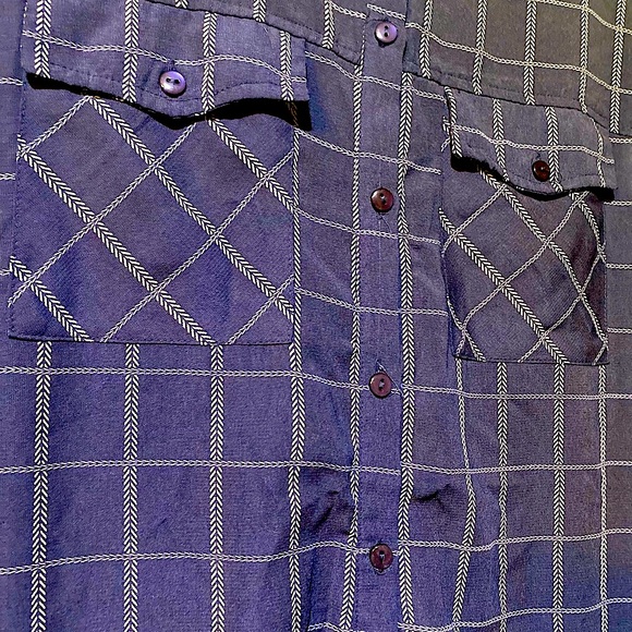 Monteau - Navy Plaid Button-Up Dress. Machine washable - Picture 5 of 7